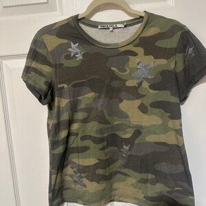 Pam & Gela Camo T-Shirt with Silver Stars